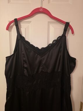 Torrid Black Satin Slip Dress with Lace Trim